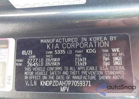 2023 Kia Sportage Plug-In Hybrid X-Line Prestige z USA, uszkodzony, nr VIN KNDPZDAH7P7059371